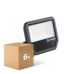 Mehrfachpackung 6x Ledvance LED-Scheinwerfer Aluminium Schwarz 69W 10000lm 100D - 840 Kaltweiß | IP66 - Symmetrisch